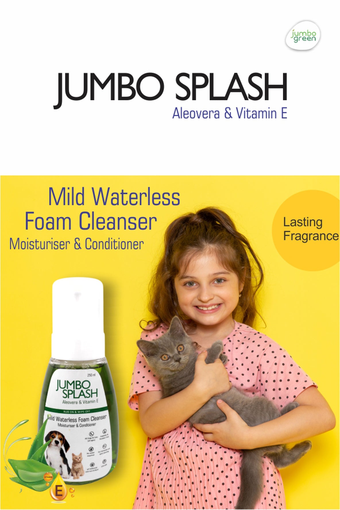 Jumbo Splash: Waterless Cleanser (Aloe vera & Vitamin E) 220 ml
