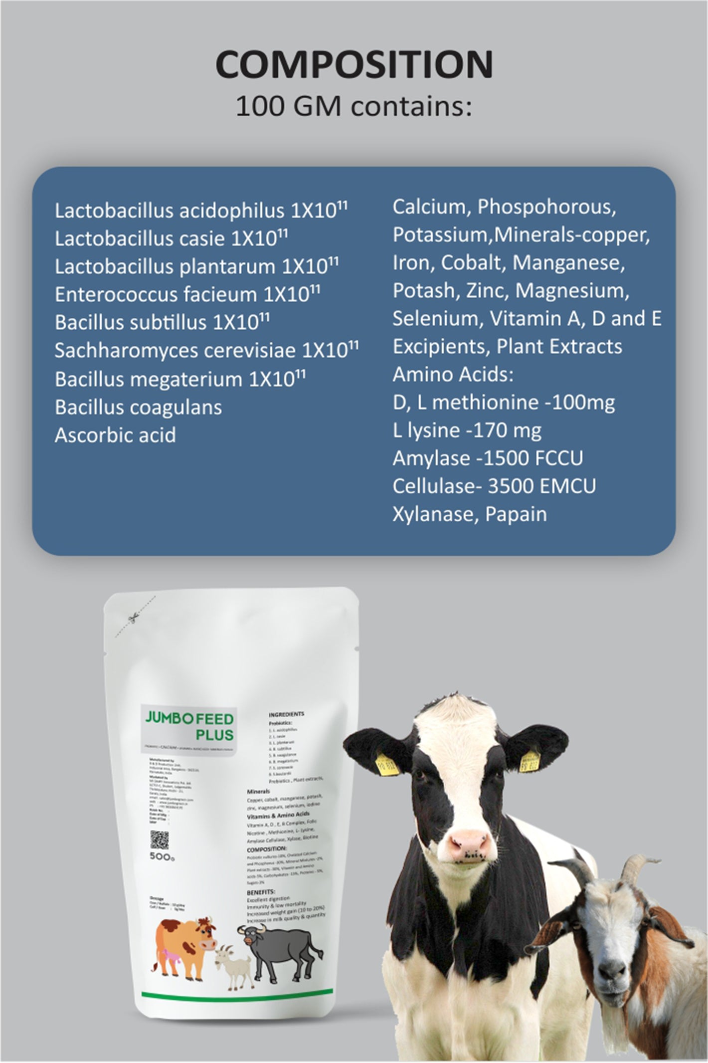 Jumbo Feed Plus Cattle 500 gm (Probiotic Mineral Mixture)
