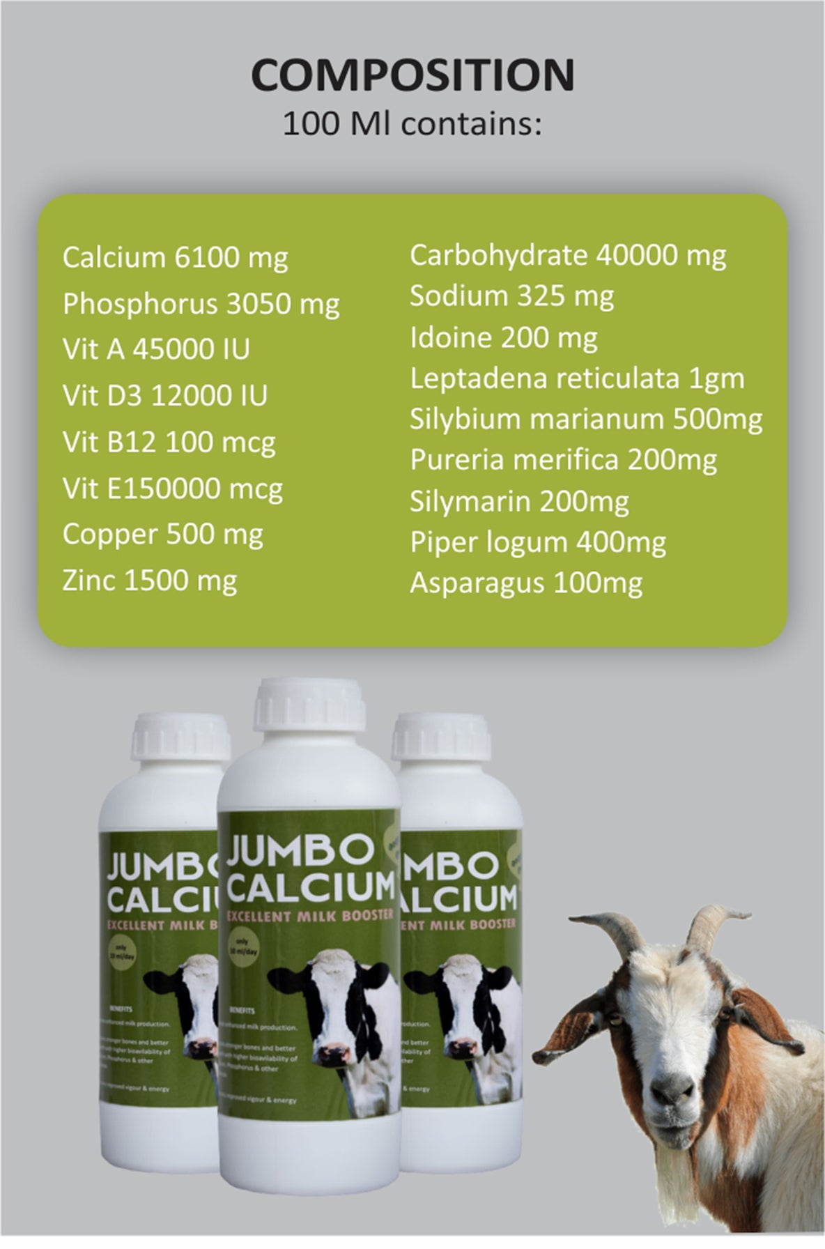 Jumbo Calcium + Vitamins Cattle 1 Ltr