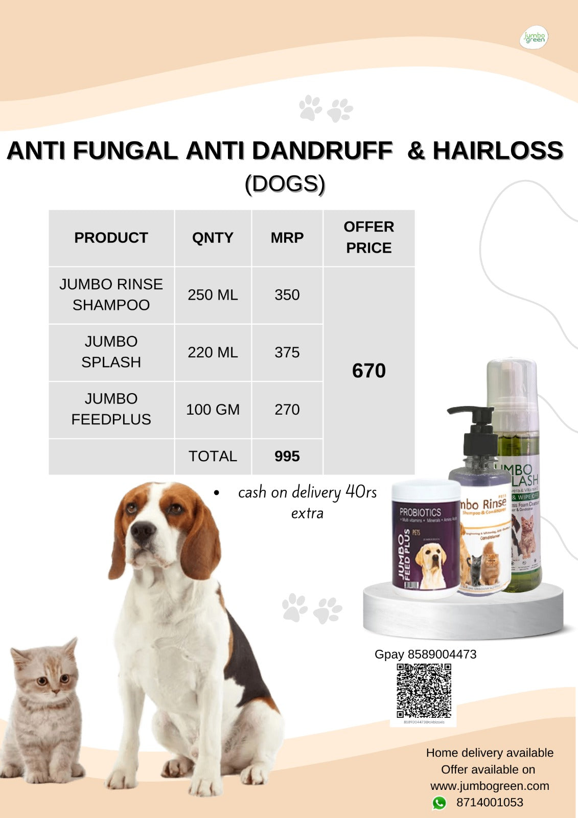 ANTI FUNGAL, ANTI DANDRUFF &  HAIRLOSS (DOGS)